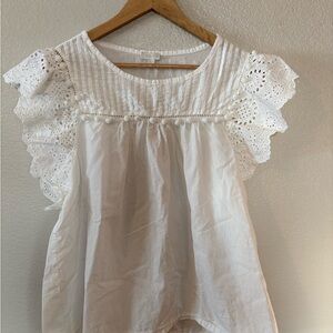 Elegant White Eyelet Lace Blouse